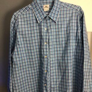 Mens Lacoste Long Sleeve Button Down Casual Dress Shirt Size 46 XL Great Cond.